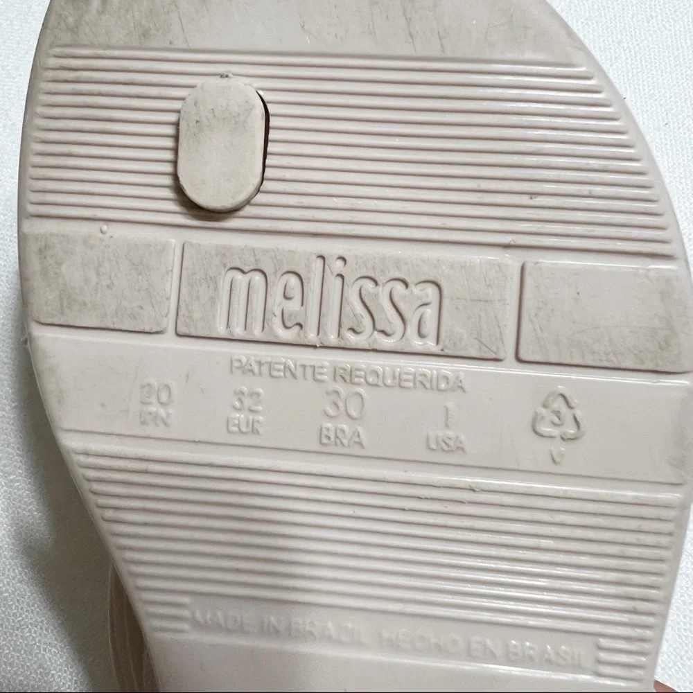 Mel Dreamed by Melissa Bow Gold Sparkle Sandals Flip Flops‎ Girls
